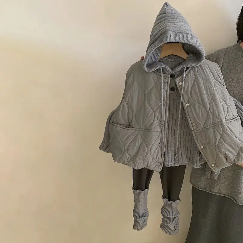 

Korean thickened children's warm clip cotton 2025 vest shoulder and autumn/winter coat new vest for girls