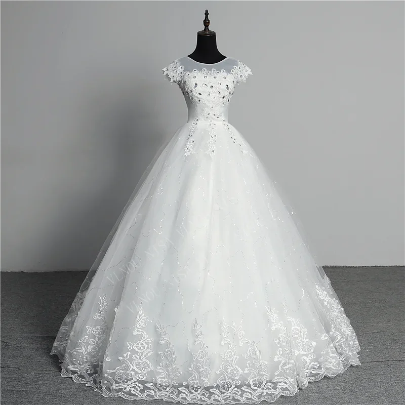 VLNUO NISA Pluse Größe Hochzeit Kleid mit Hülse 2022 Neue O Neck Bräute Kleid Mit Zug Prinzessin Ballkleid Vestido de Novia