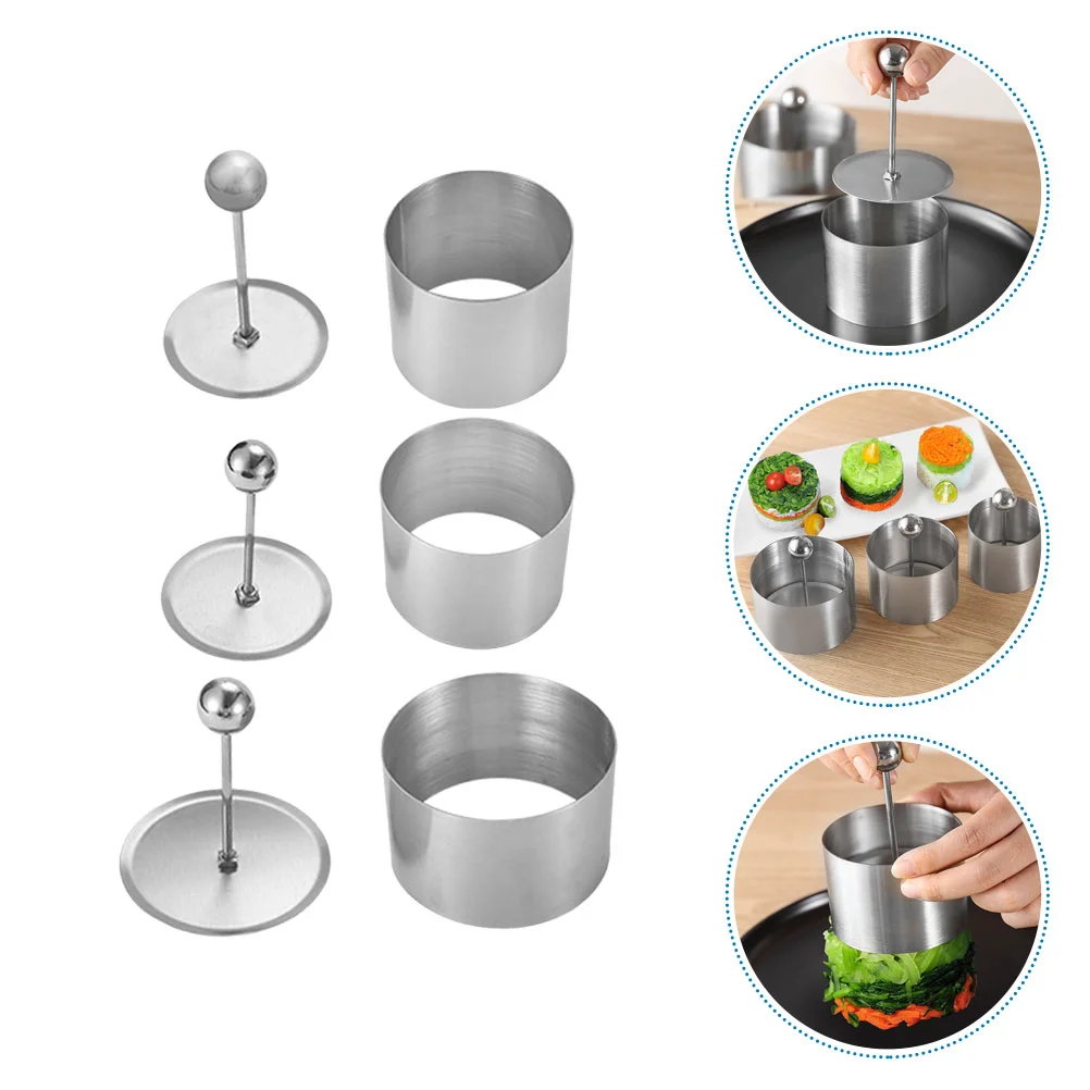 

3 Sets Rack Stainless Steel Mold Cookie Stencils Rice Ball Maker Mousse Circle Round Shaped Onigiri Molds