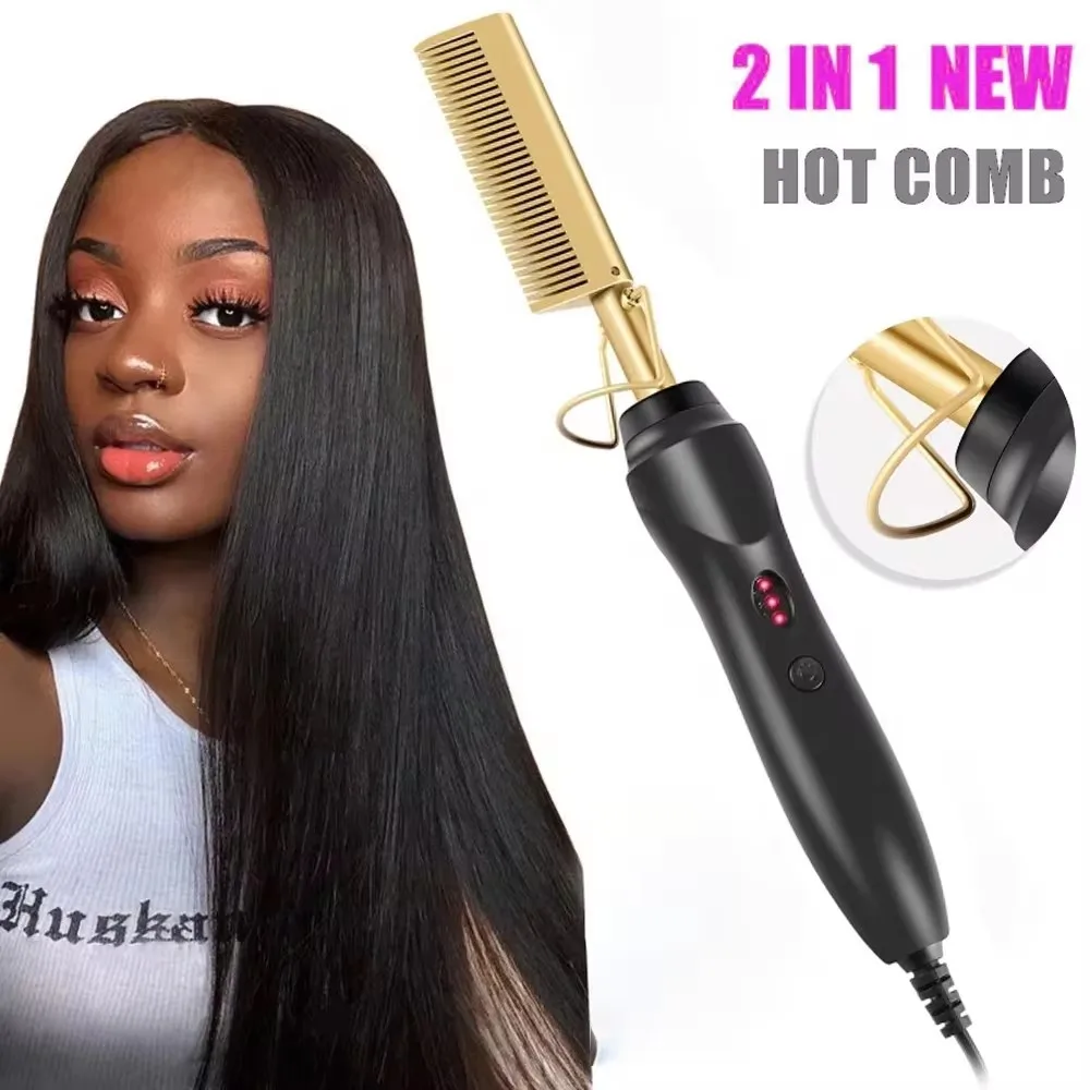 Haarglätter Glätteisen Glätteisen Pinsel Heißer Heizung Kamm Haar Gerade Styler Wellung Curling Eisen Haar Curler Kamm