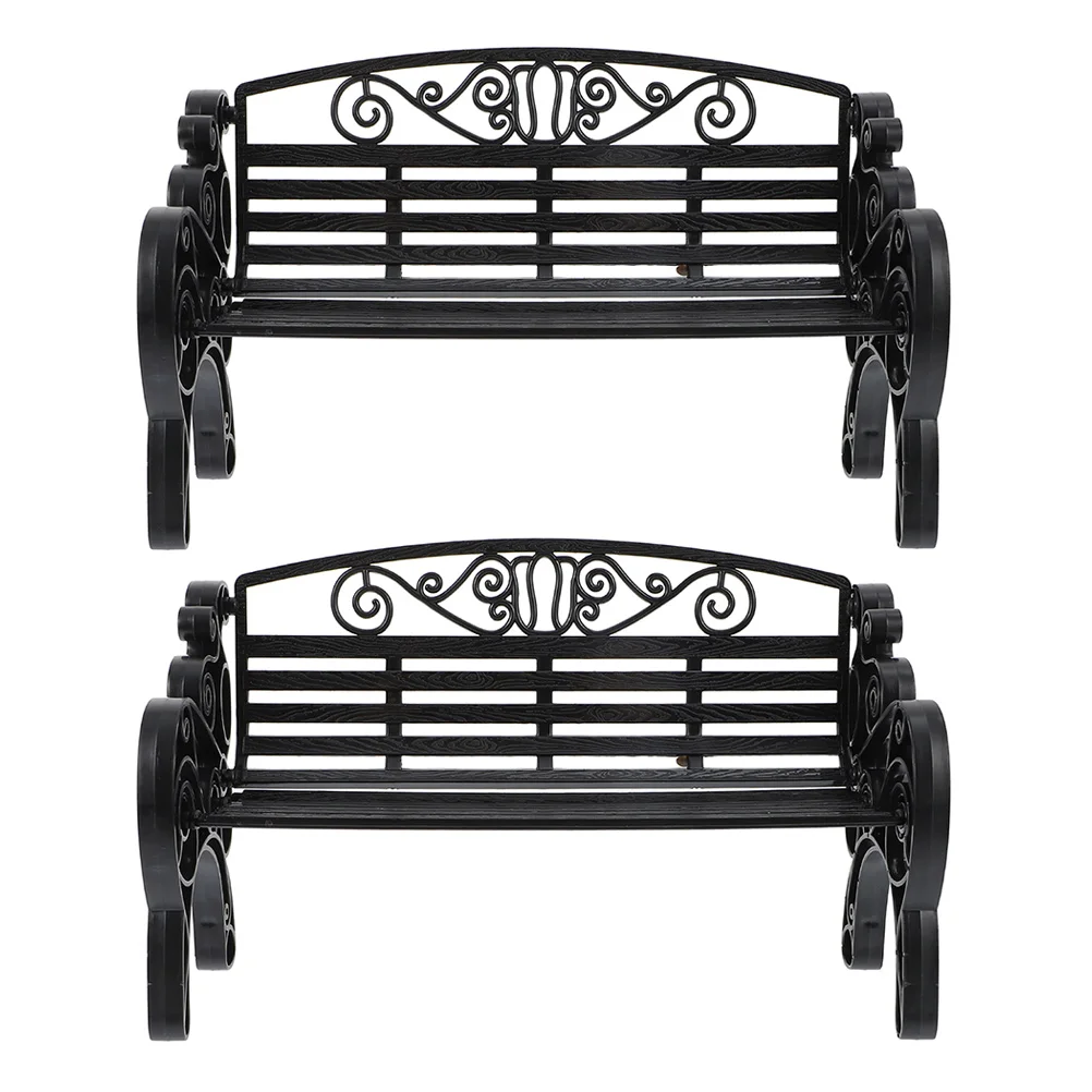 

2 Pcs Mini Chair Miniature Bench House Park Adornments Decor Ornament Plastic Model