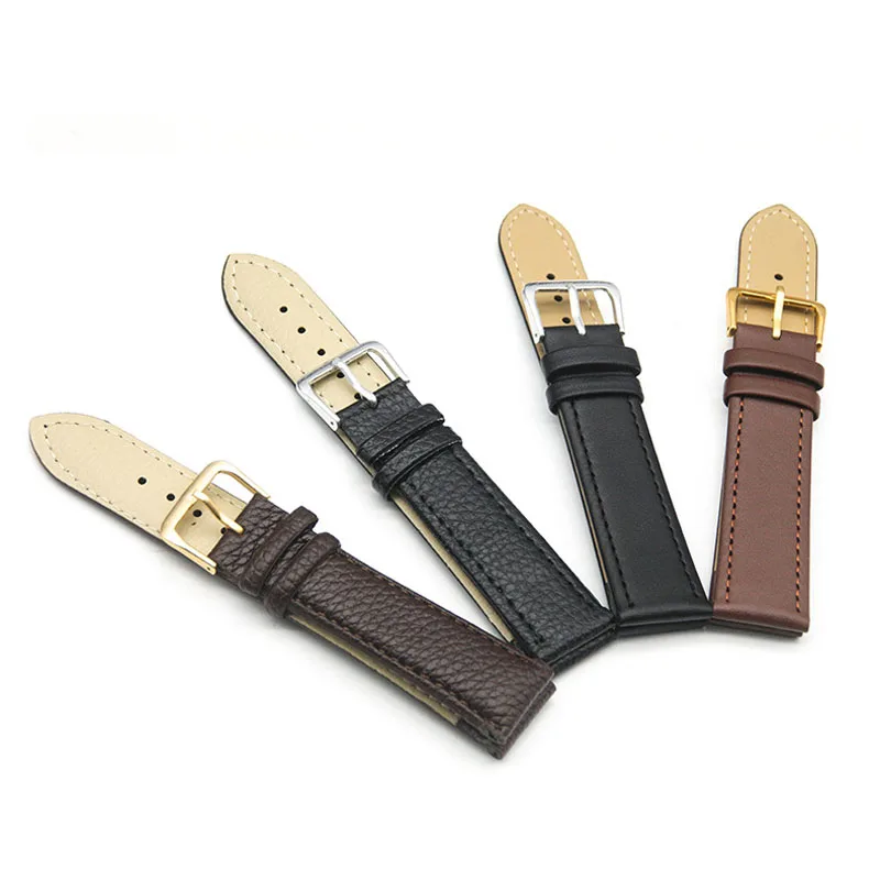 Litchi Genuine Leather Watch Strap Plain Weave Watchband Women Men Watch Band 8mm 10mm 12mm 14mm 16mm 18mm 20mm 22mm 24mm