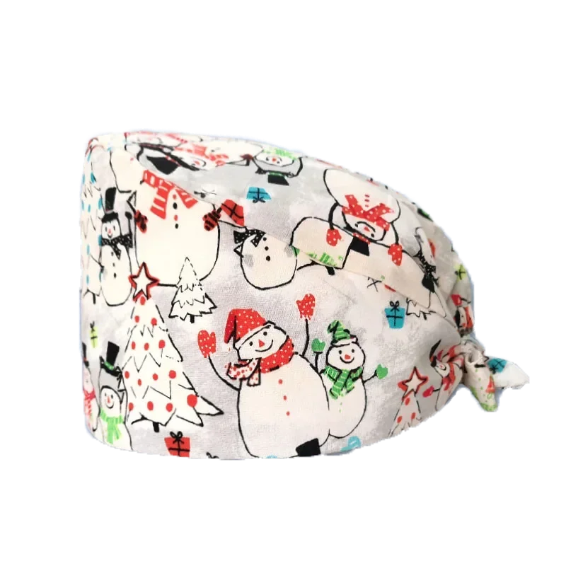 100% Cotton Christmas Printed Scrub Surgical cap Nursing Hat Lab Pet Clinic Dental Medical Beauty Salon Spa Nurse Scrubs Caps