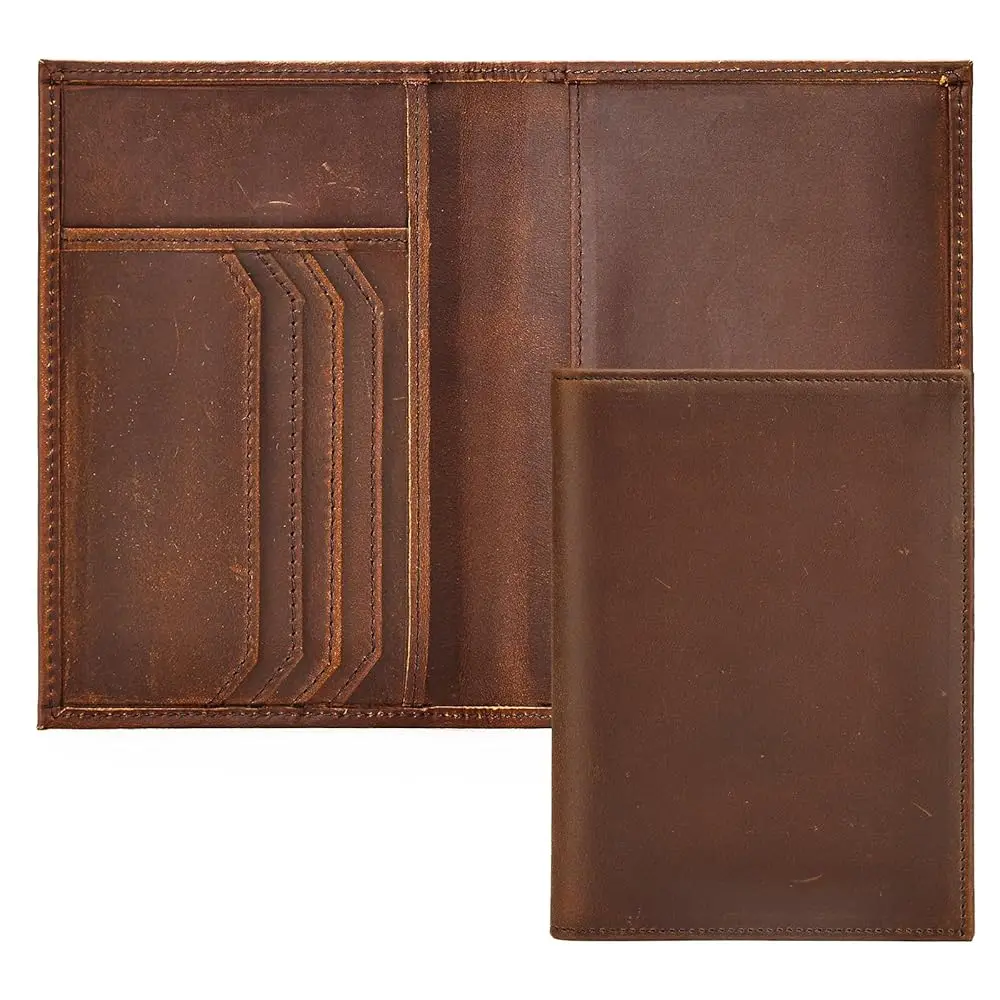 

Genuine Leather Passport Holder Handmade Passport cover Lightweight Travel Bifold Passport coffee