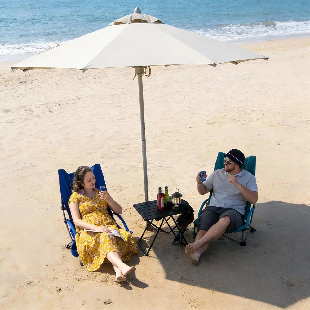 Compact High Back Beach Chair, Lightweight Low Seat Travel Chair, Beach Chair Fits in Suitcase, 400lbs Heavy Duty Folding Campi