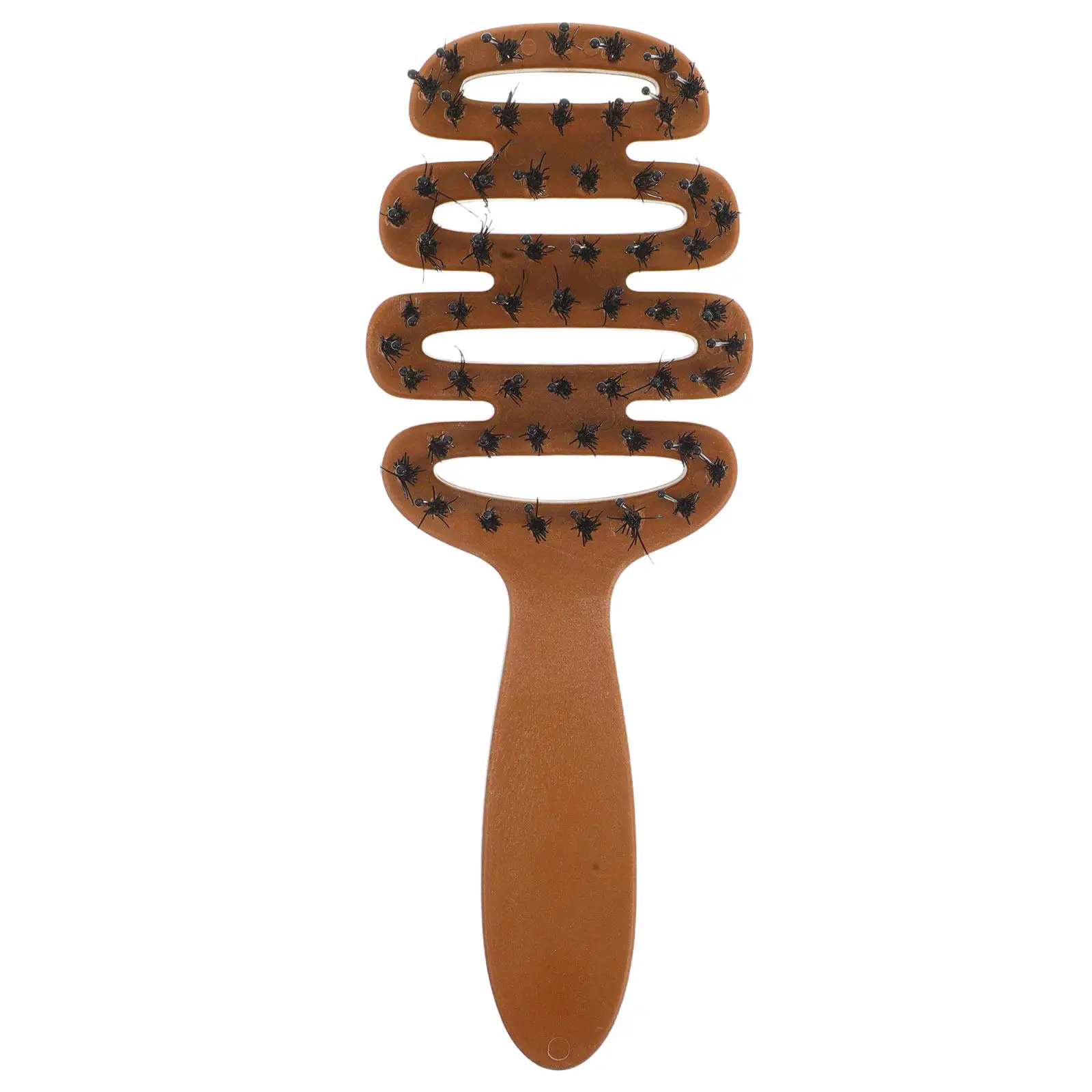 Scalp Massaging Hair Brush Plastic Boar Bristles Voluminous Root Lift Daily Use for Curly Straight Long Short Hair