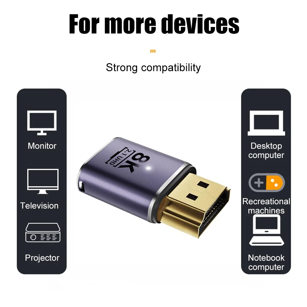 Adaptador extensor compatible con HDMI 8K, convertidor macho a hembra de 90 grados, codo UHD2.1 de 4K y 120Hz para Monitor de ordenador portátil PS4, PS5, HDTV