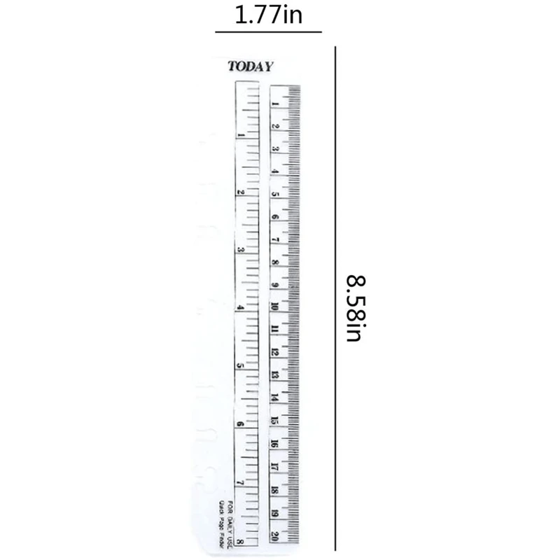 8Pack Plastic Measuring Ruler Quick Page Finder Page Marker Pouch PVC Bookmark Ruler For 6-Hole Binder Notebook(A5 )