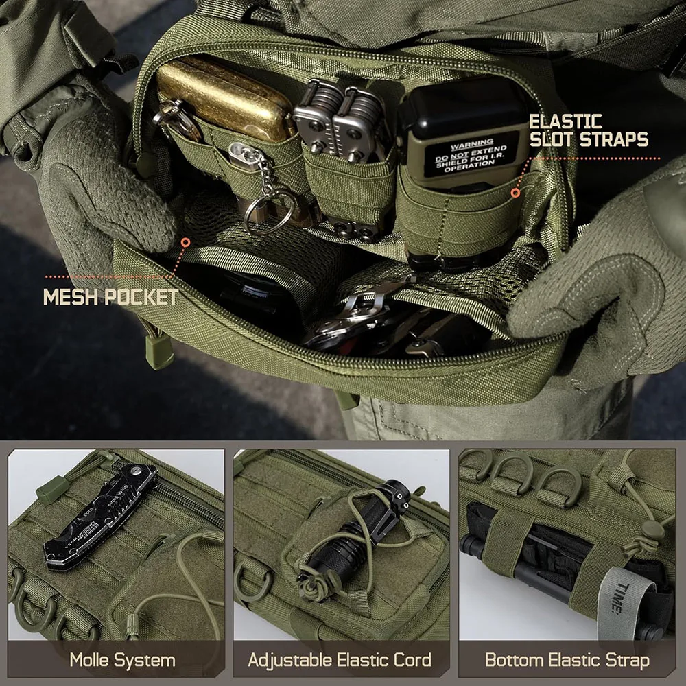 Tactical Molle Storage Bag Outdoor Sports Mobile Phone Pouch Men Belt Fanny Pack Belt Zipper Utility Waist Bag EDC Tool Pouch