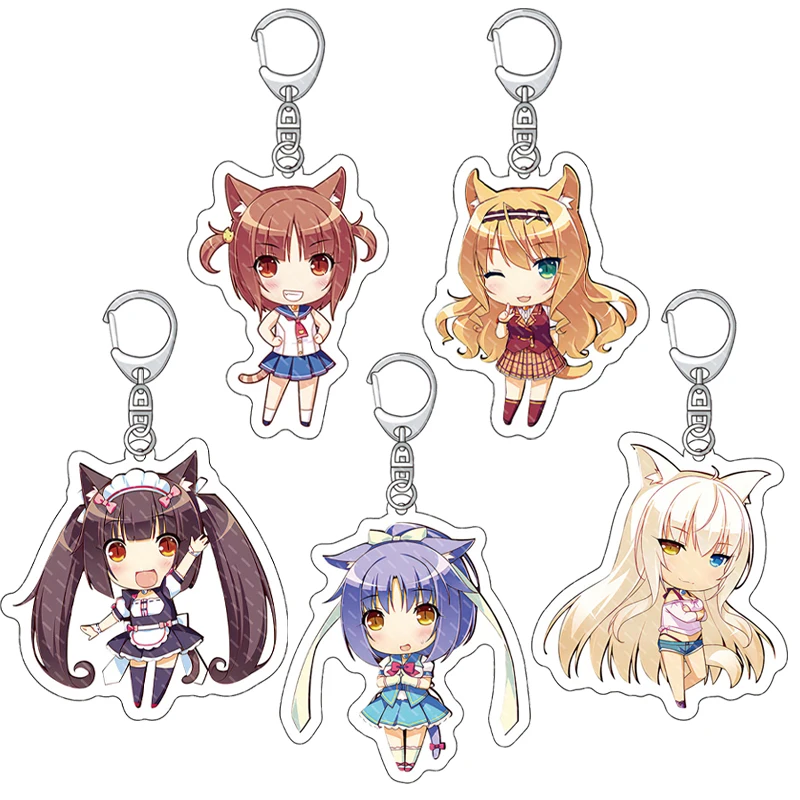 55MM Anime-Spiel NEKOPARA Figur Schokolade Vanille Kokosnuss Zimt Azuki Ahorn Acryl-Schlüsselanhänger Kawaii ‌   Weihnachtsgeschenke