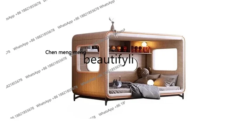 New arrive Space Capsule Boy Single Bed 1.2 M Faux Leather Girl Princess Small Apartment 1 M Child Soft Pack Bed