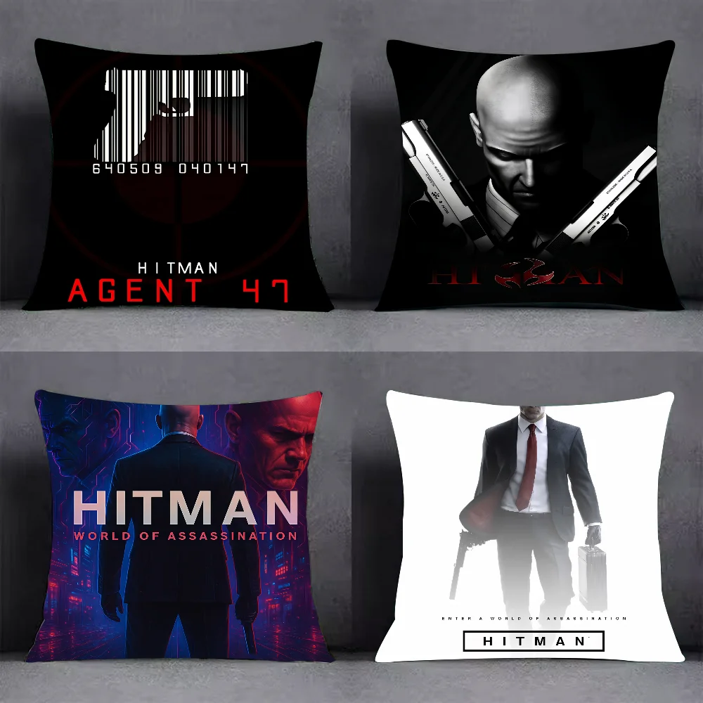 Game A-Agent 47 Hitman Pillow Case Cover Square Sofa with for pattern comfortable cushionsuitable of room