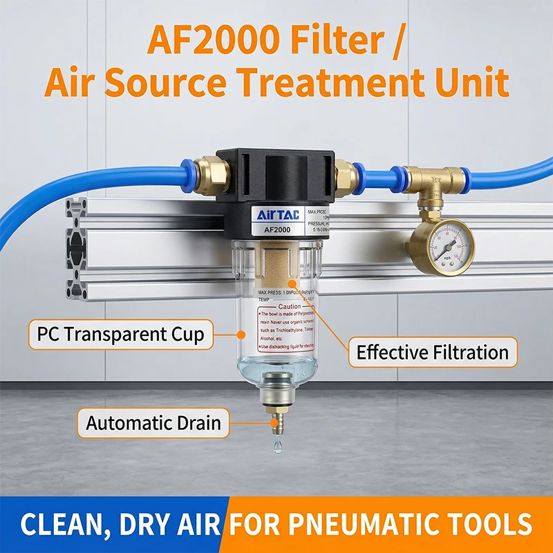 Air Source Processor AF2000 Air Oil Water Separator Compressor -Spray Paint Air Gun Filter Single Component Drainage