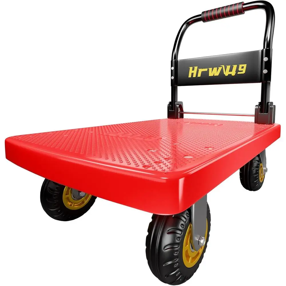 

Heavy-Duty Swivel Wheel Hand Cart, 1200lbs Capacity, Ideal for Warehouse & Grocery Hauling - Red
