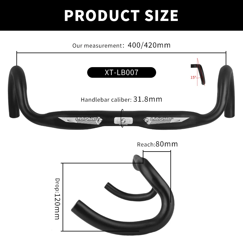 LUNJE-مقود الدراجة الطريق خفيفة ، مقبض دراجة ، سباق قطرة بار ، والحد من المقاومة ، عازمة المقود ، قطع غيار الدراجة #3