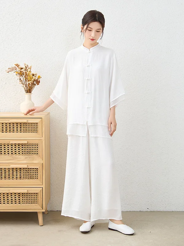 مجموعة Boho Sle النسائية المصنوعة من القطن والكتان ملابس يوجا فضفاضة من Tai Chi بدلة طبية خرافية من الطب الصيني التقليدي Uni... #5