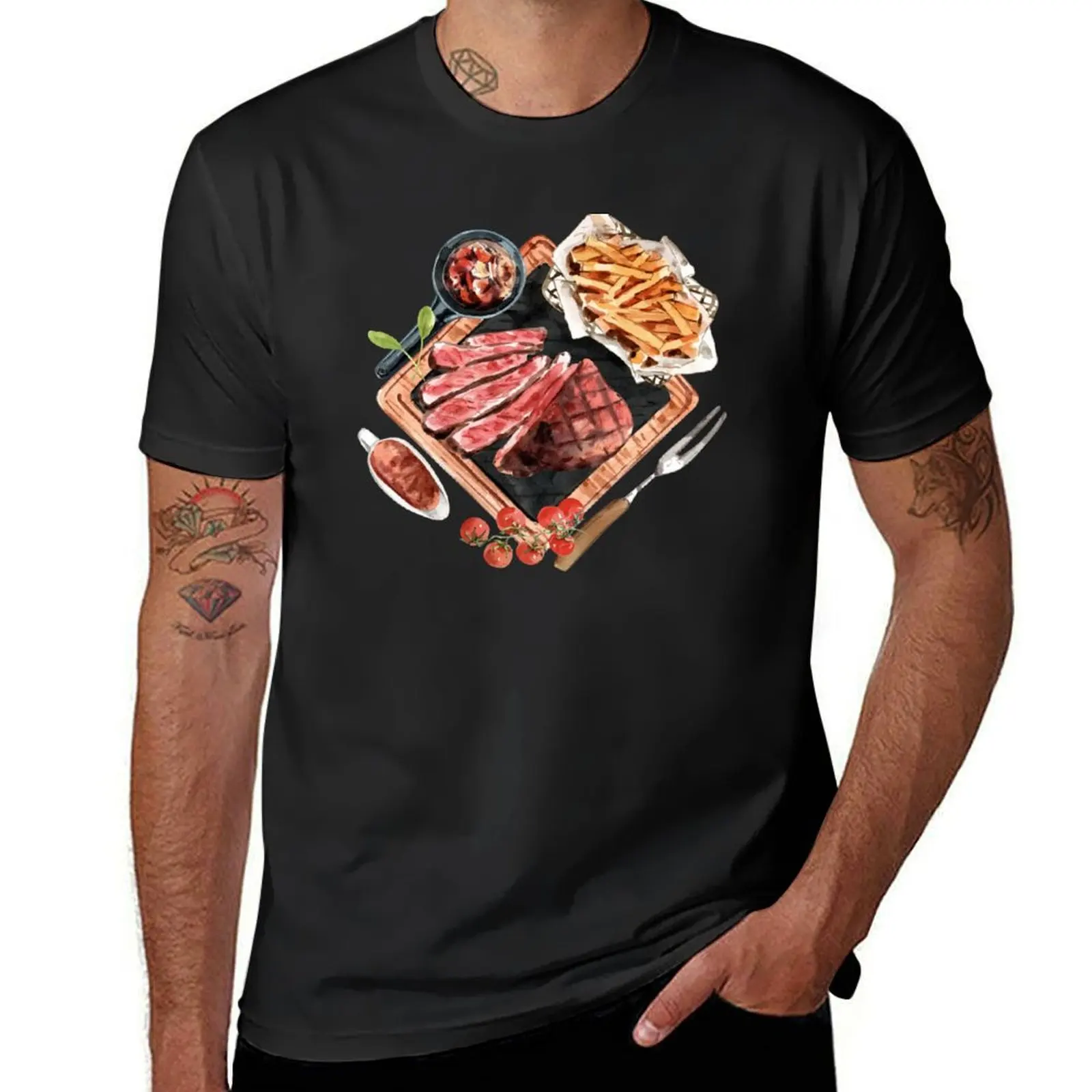 Rustic Steak Dinner T-Shirt quick-drying customs mens cotton t shirts