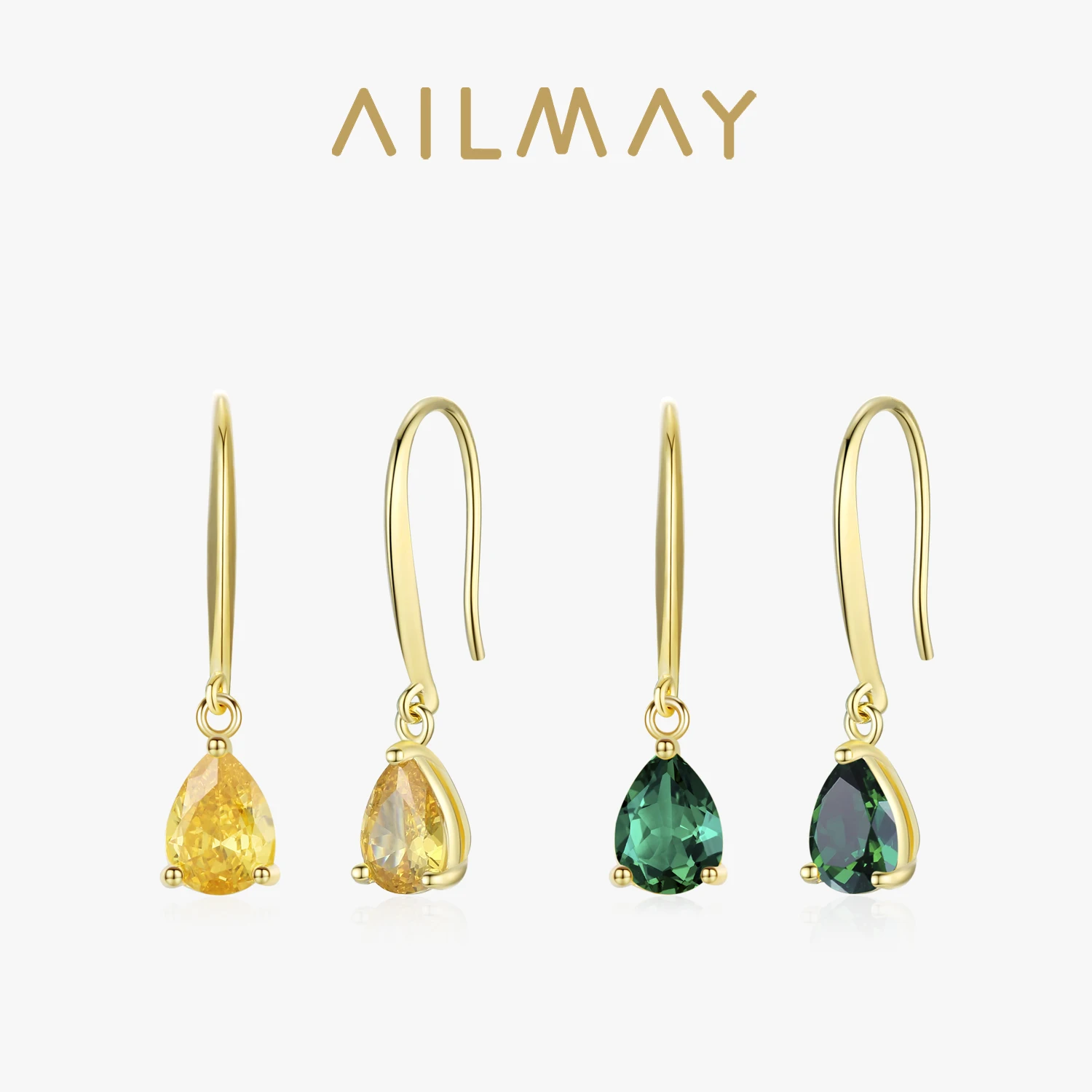 

Ailmay 925 Sterling Silver Luxury Droplet Shaped Pendant Earrings For Women Geometric Earrings Fine Jewelry Wedding Gift