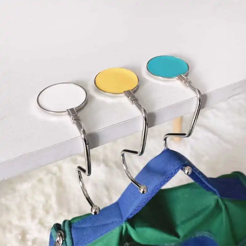 

Foldable Hanging Desk Hook Write Name Large Load-bearing Table Side Hook Metal Portable Hanging Bag Hook Purse Handbag Hanger