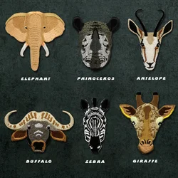 1 pezzo elefante Zebra Buffalo antilope Rhinoceros giraffa ricamo ferro su toppa testa di animale per abbigliamento fai da te Applique