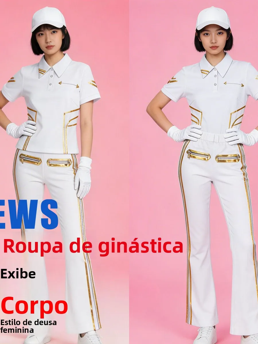 uniformes-deportivos-rojos-de-manga-corta-con-detalles-dorados-para-mujeres-maestras-estilo-adelgazante-ropa-de-algodon-de