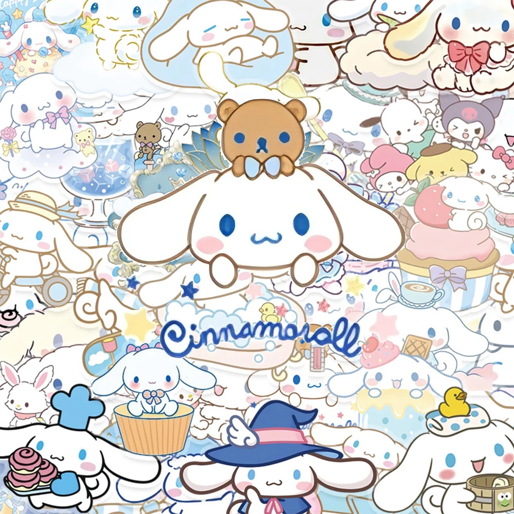 

10/30/50pcs Transparent Kawaii Cinnamoroll Stickers Sanrio Cartoon Decals Waterproof Graffiti Phone Laptop Cute Kids Sticker