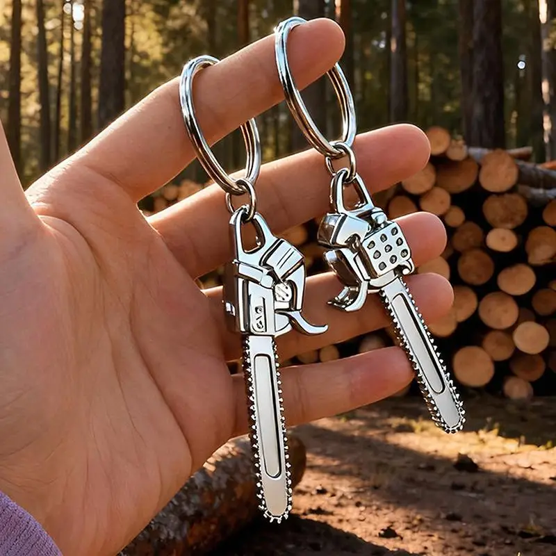 Metal Chainsaw Keychain Creative Chainsaw-Shaped Pendant Simulation Tools Car Key Ring Bag Charm Gift