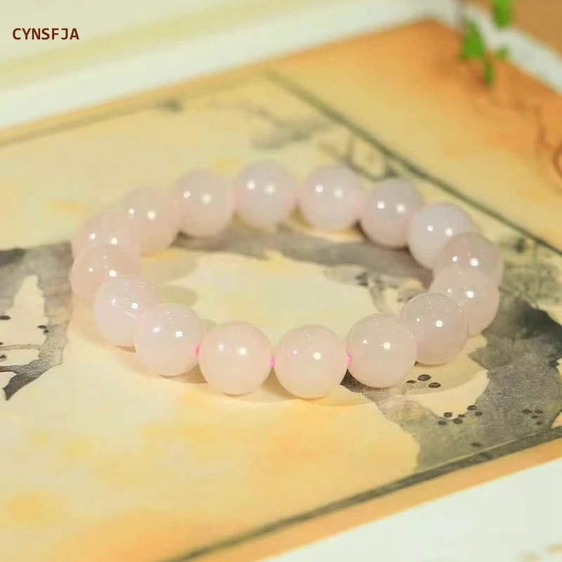 

CYNSFJA New Rare Real Certified Natural Hetian Nephrite Women's Light Pink Lucky Jade Bracelets 12mm Birthday Blessings Gifts