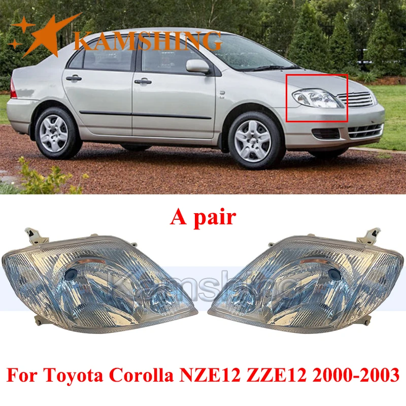 CAPQX A pair Front Bumper Headlight For Toyota Corolla NZE12 ZZE12 2000-2003 Front Head Light Headlamp Head Lamp