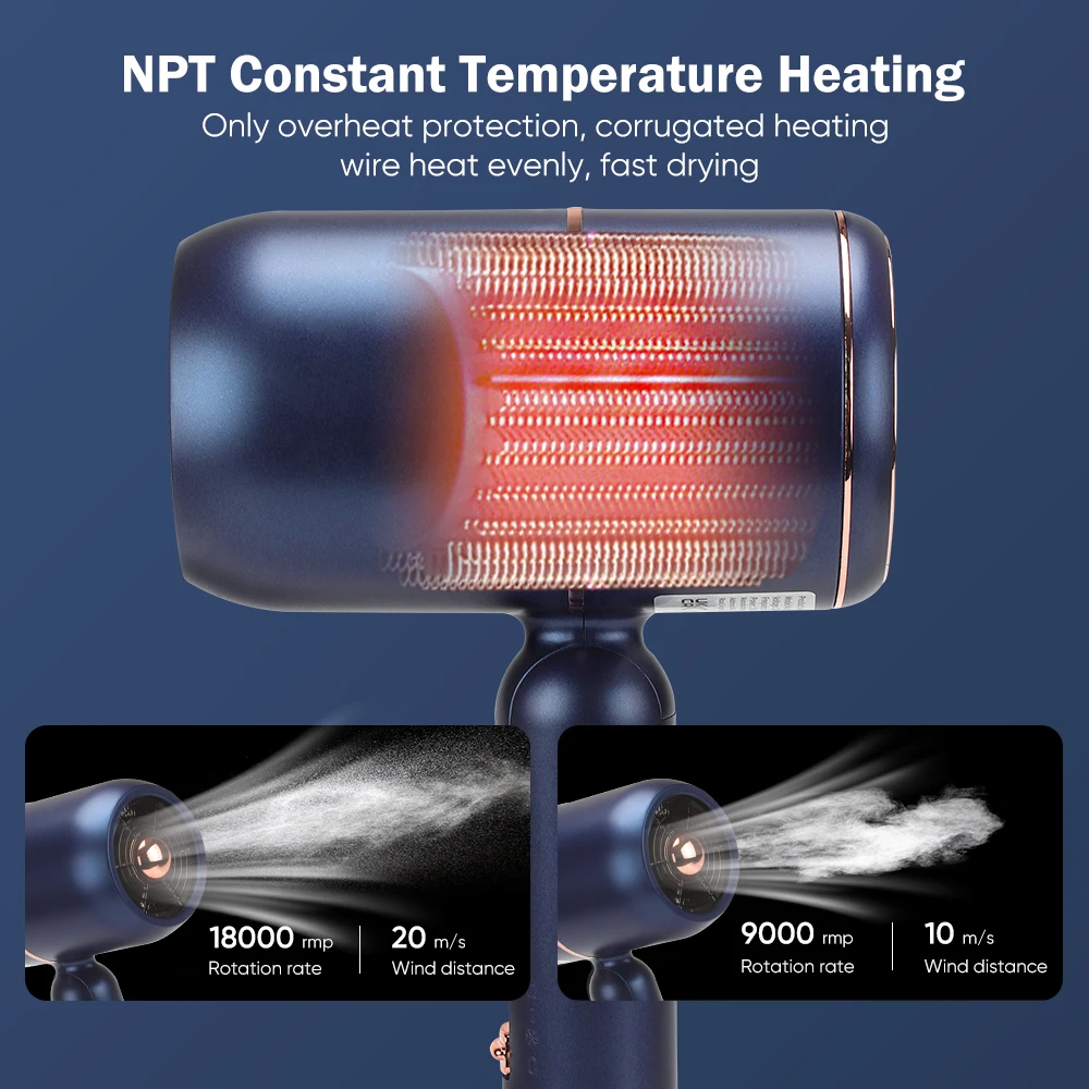 야외용 헤어 드라이어 고속 헤어 드라이어 110000RPM 저소음 지능형 고속 헤어 살롱 드라이어 벽걸이 헤어드라이어