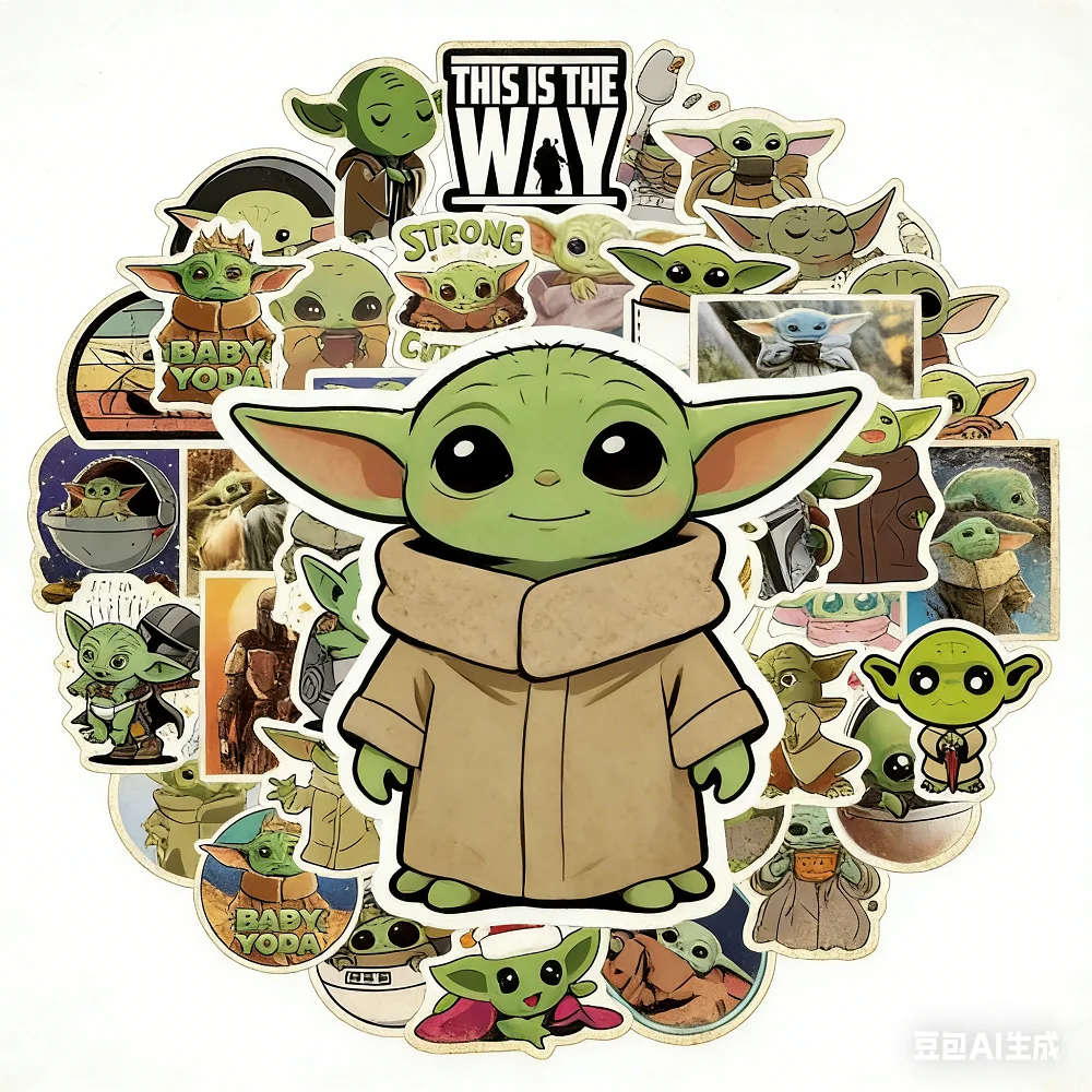 Paquete de pegatinas de Star Wars Yoda, calcomanías de vinilo impermeables para niños, equipaje, portátil, botella de agua, motocicleta, teléfono, decoración DIY