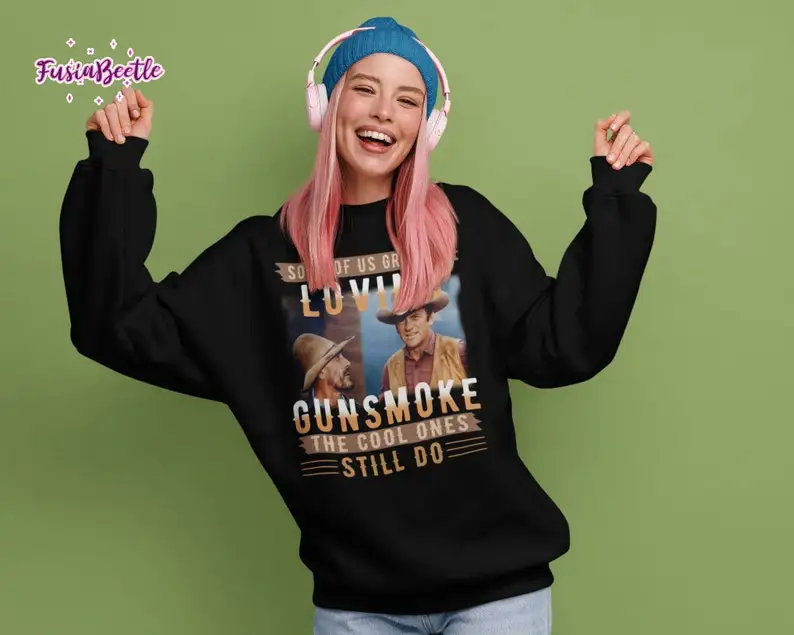 كلب منا نشأ المحبة Gunsmoke the Cool Ons لا تزال يفعل تي شيرت تقليدي Gunsmoke فيلم قميص كاوبوي فيلم قميص Gunsmoke #3