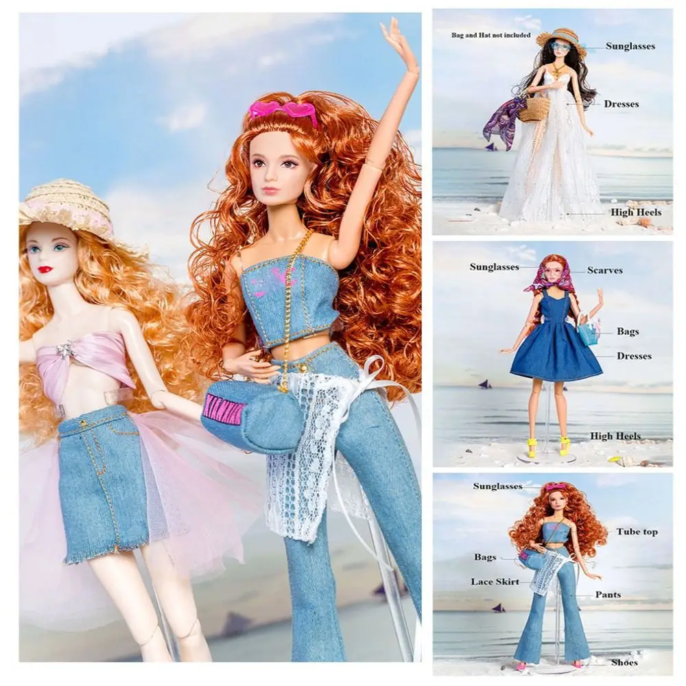 11.5" Doll Clothes 30cm Doll Wears Princess Dresses Suit for 1/6 BJD Dolls Weaving Hats Bags Jeans Pants Set DIY Accessories