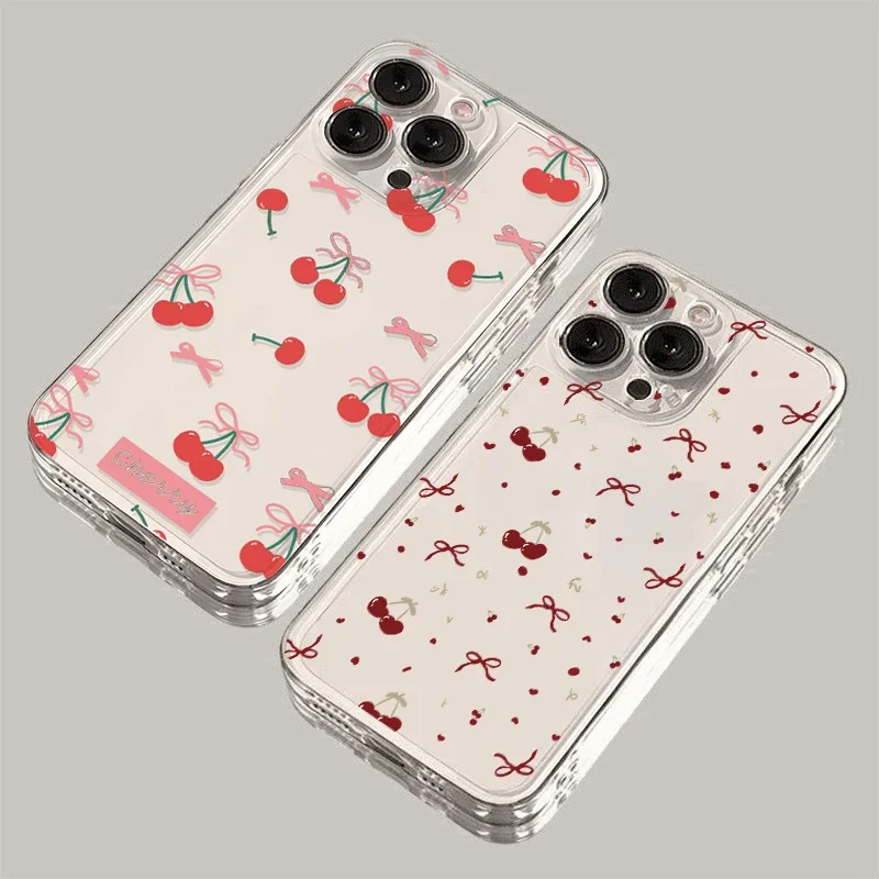 Casing Bening Ceri Busur Lucu Korea untuk Infinix Note 30 40 50 30i Hot 40 Pro 30 Play 30i 50 Smart 8 9 Tecno Spark 30C 10 20 Pro