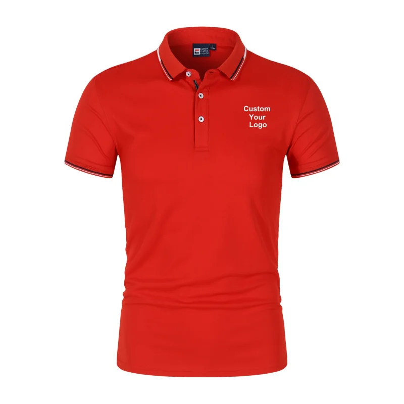 Men'S Custom Logo Short Sleeve Lapel Polo Shirt Summer Fashion Casual Business Social T-Shirt