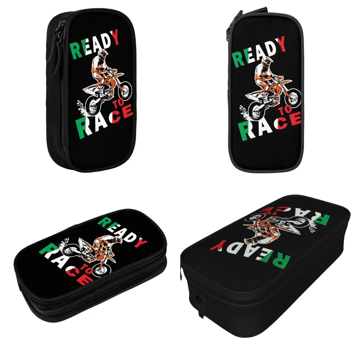 Large-capacity Pencil Case Ready To Race Championship Motorcycle Merch Double Layer Pencil Bag Women Make Up Bag Suprise Gift