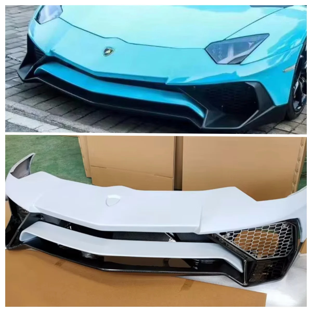 

Used for Lamborghini Aventador LP700 Upgraded LP720 SV Style Semi Carbon Fiber Front Bumper Body Kit