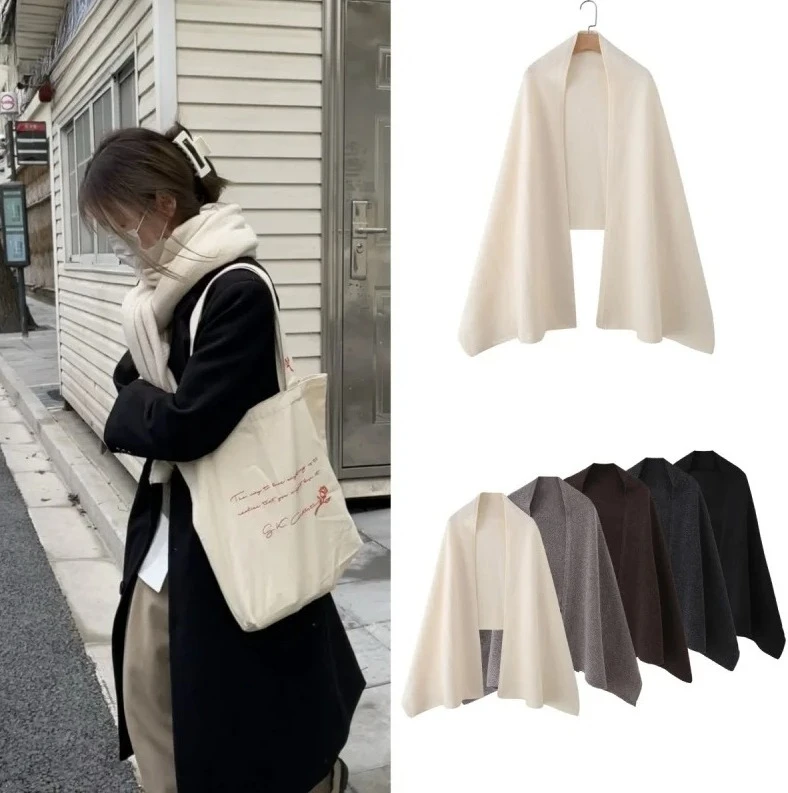 

Женский мягкий теплый вязаный шарф-шаль - осень-зима 2025 года, новый простой однотонный шарф, варианты многоцветных цветов