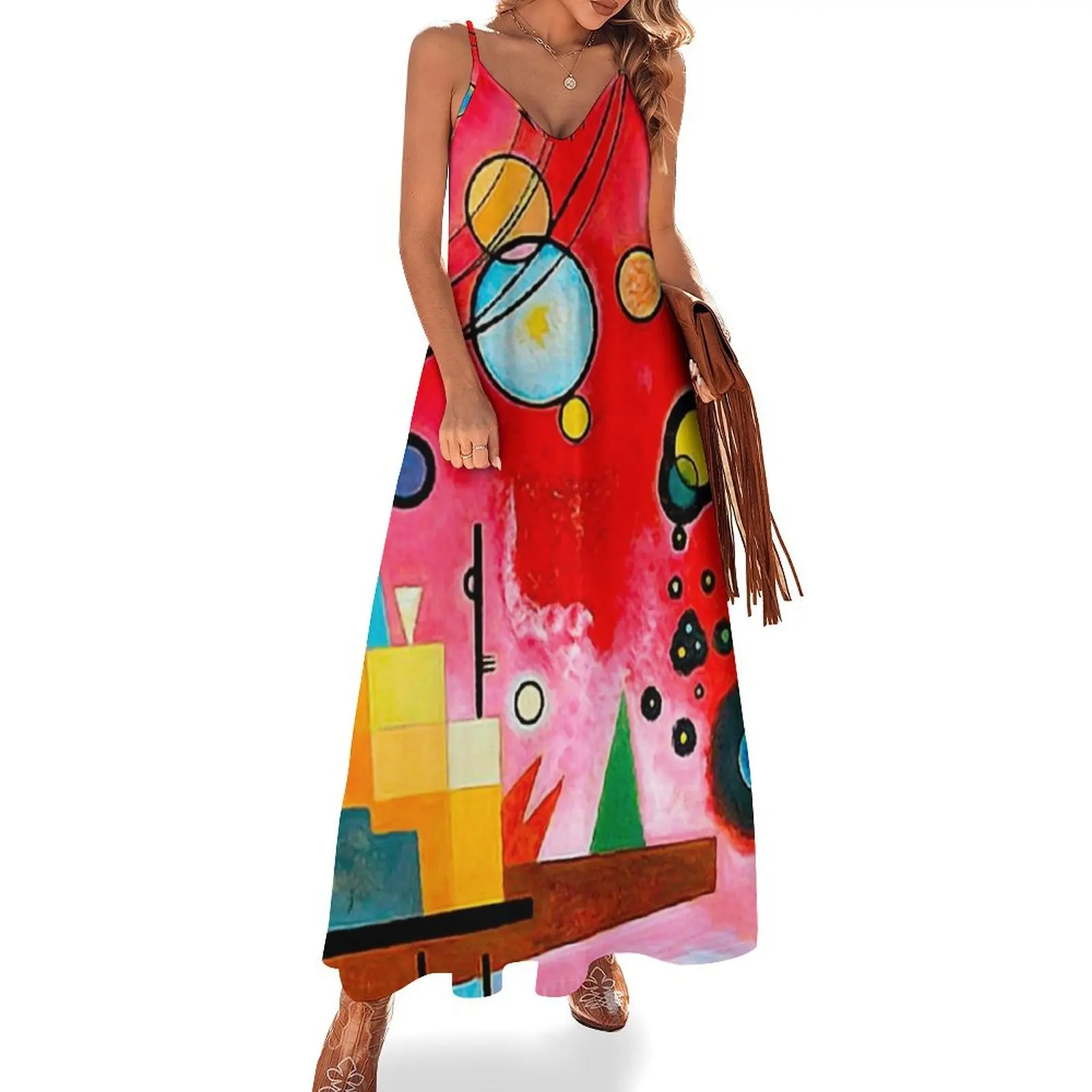 

Kandinsky - Heavy Red Sleeveless Long Dress Dress vintage elegant women's dresses for wedding summer dresses women 2025 Dress