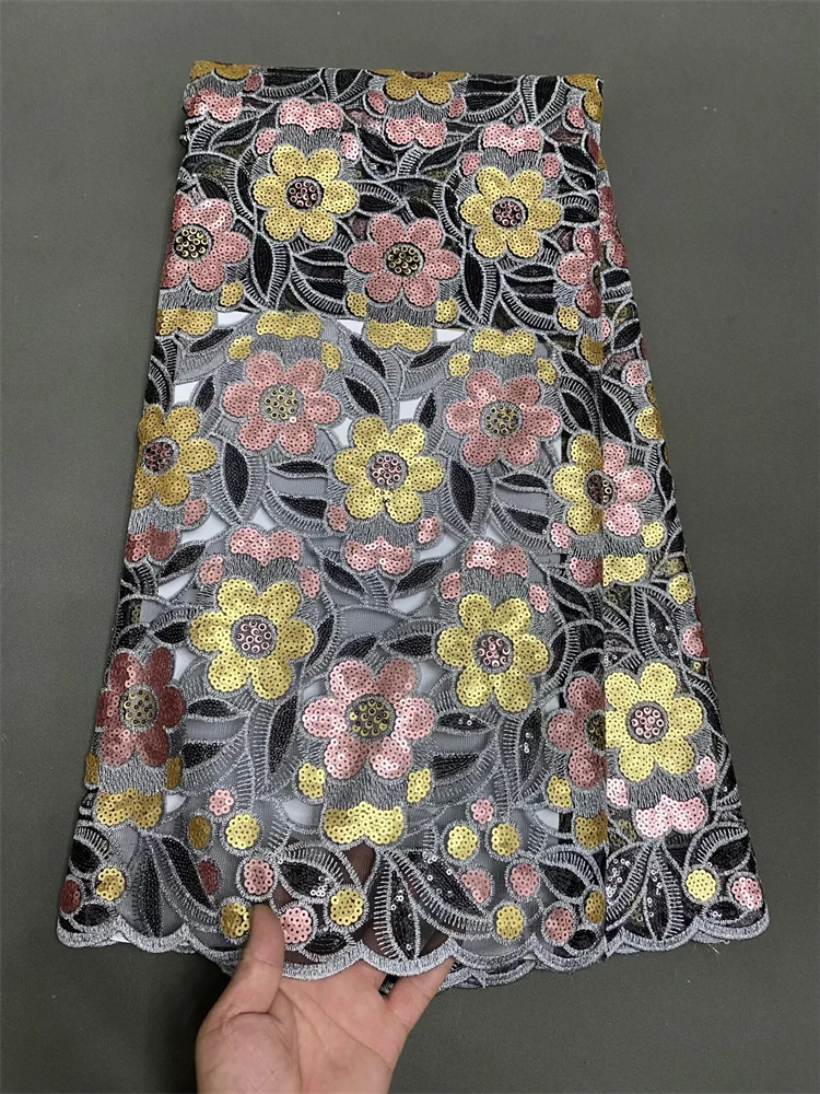 

African Sequins Lace Fabric 2025 Purple High Quality Handmade Nigerian French Tulle Lace Material For Wedding Dress