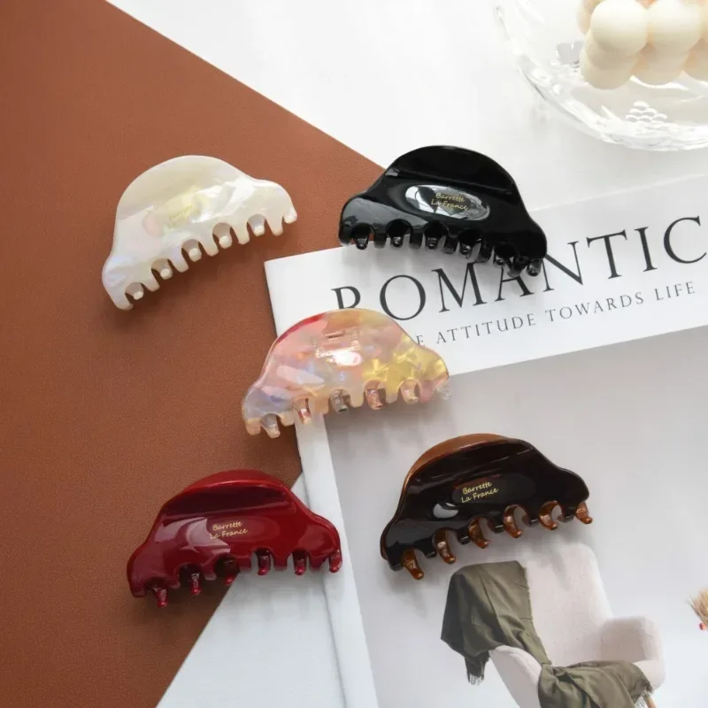 

New Colorful Gold Label Hair Claw French Korean Style Crab Hair Clips Fashion Gentle Hairpins for Women Girls Hair Accessories
