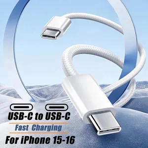 TYPE C to Type C Color Cable For Apple iPhone16 PD 60W Fast Charging For Huawei Xiaomi Samsung Type C Weaving Cable Accessories