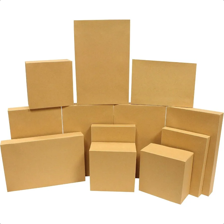 12 Uds. Cajas de regalo de cartón Kraft marrón con tapas para regalos cajas para envolver batas de camisa grande de 4 "de profundidad para vacaciones de Navidad 4 D