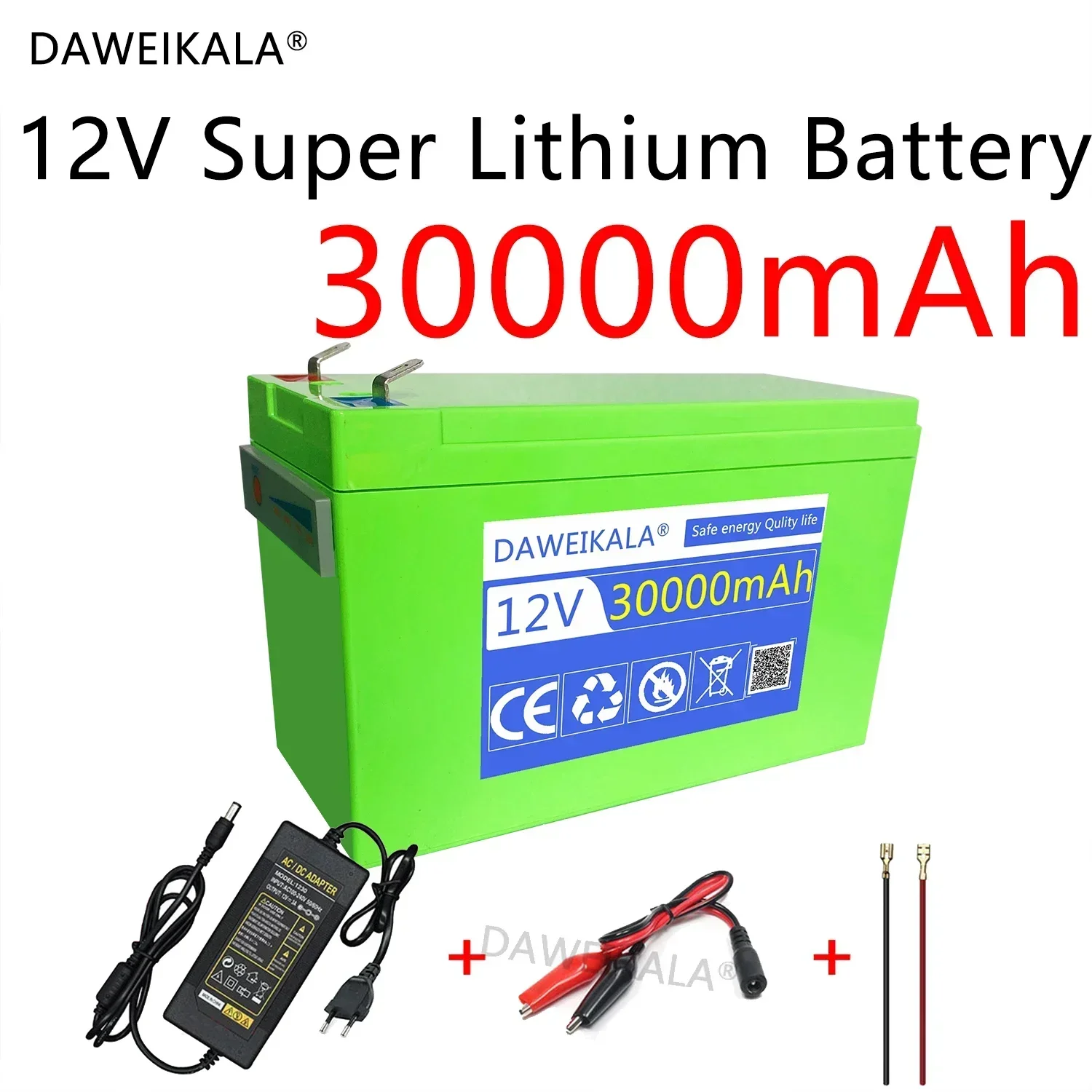 12V Battery 30Ah Built-In High Current 30A BMS 18650 Lithium Battery Pack For Electric Vehicle Battery 12.6V Charger