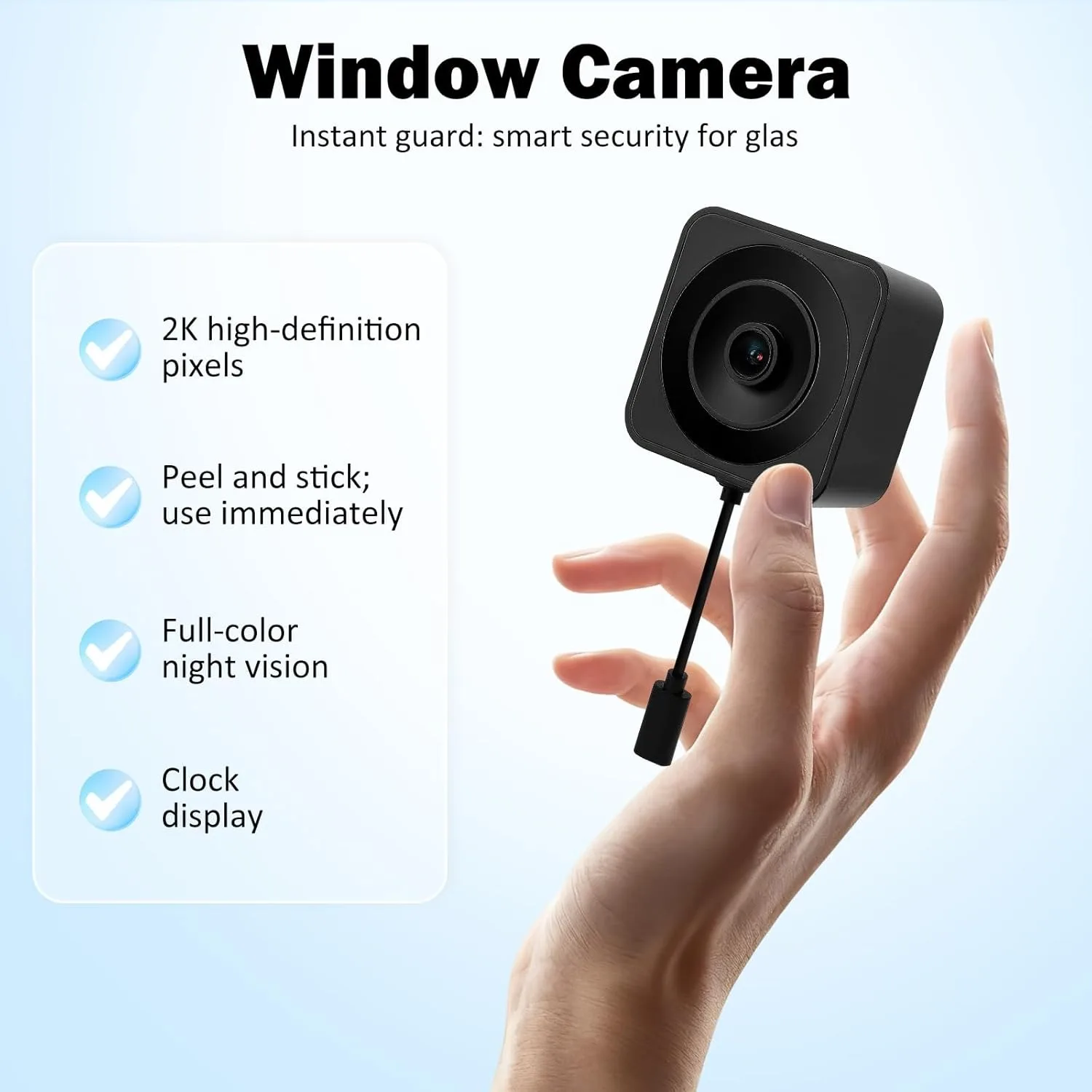 

2K Window Indoor Surveillance Camera Tuya Smart 5G Wifi Mini Magnetic Camera with Time Display 24/7 Recording Glass Cam for Home