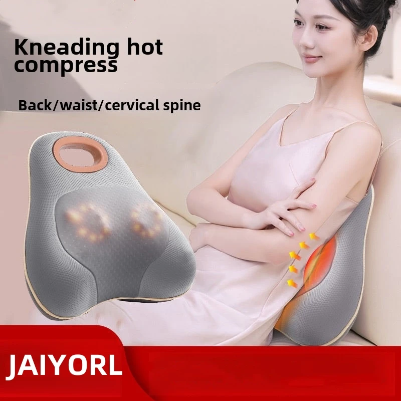 

JAIYORL Rechargeable Shiatsu Portable Massager, Massage Cushion for Neck, Shoulder, Back, with Rotating Heads Heat