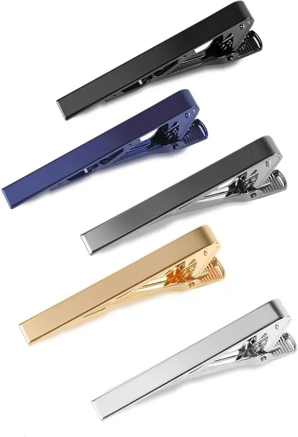 

Зажимы для галстуков (5 шт.) для мужчин, из нержавеющей стали, 5 цветов, для деловых встреч, свадеб, юбилеев и повседневных подарков