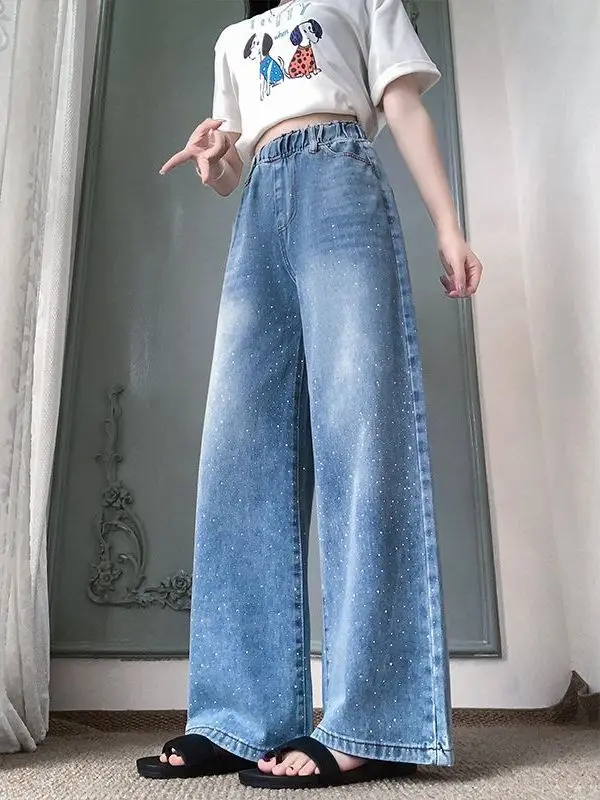 Authentic Wide Leg Jeans Loose Straight Fit plus Size High Waist Denim Casual Pants for Women Full Size Range Casual Wear