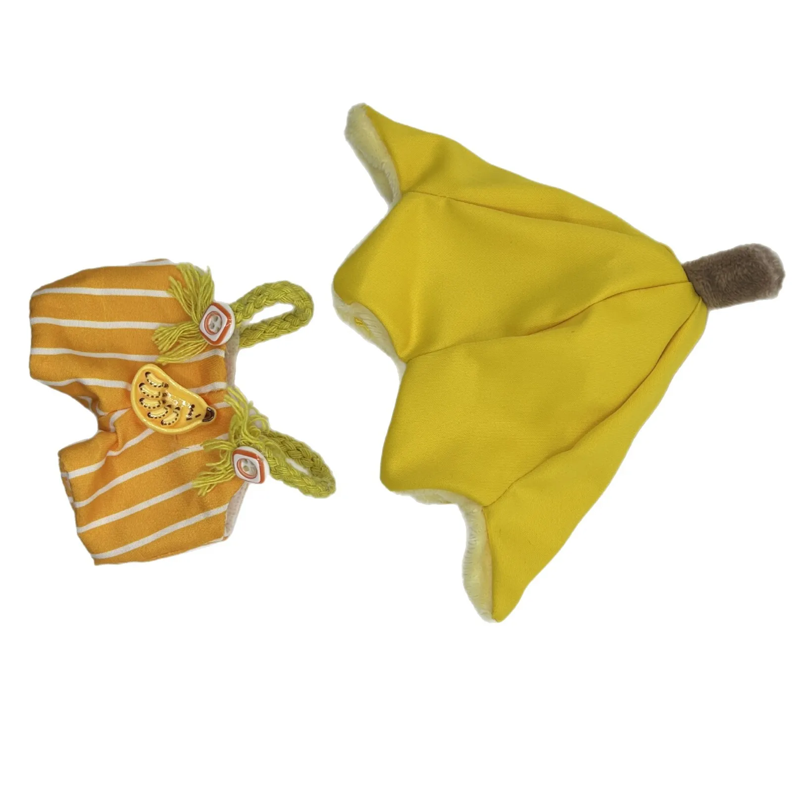 Set di tute a righe con cappello a banana carino per bambole Labubu da 15/17 cm di prima/2a/3a generazione - Abito adorabile per servizi fotografici quotidiani