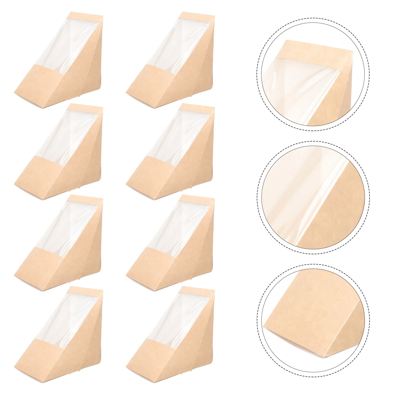 

100Pcs Kraft Sandwich Boxes Triangle Paper Baking Box Food Container Window Design for Sandwich Cake Packaging Take Out